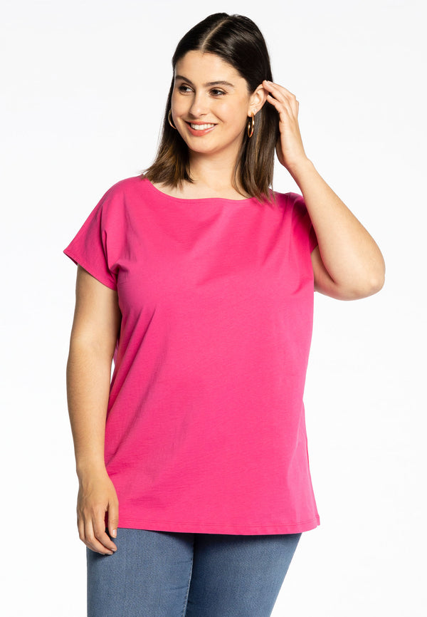 yoek T-shirt kapmouwen COTTON - Roze