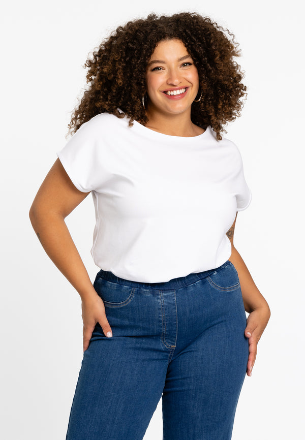 yoek T-shirt kapmouwen COTTON - Wit