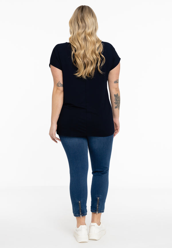 Yoek T-shirt Kapmouwen Wijd VISCOSE - Blauw