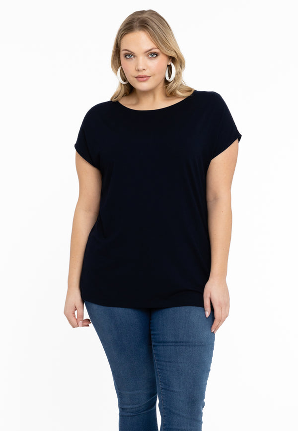 yoek T-shirt kapmouwen wijd VISCOSE - Blauw