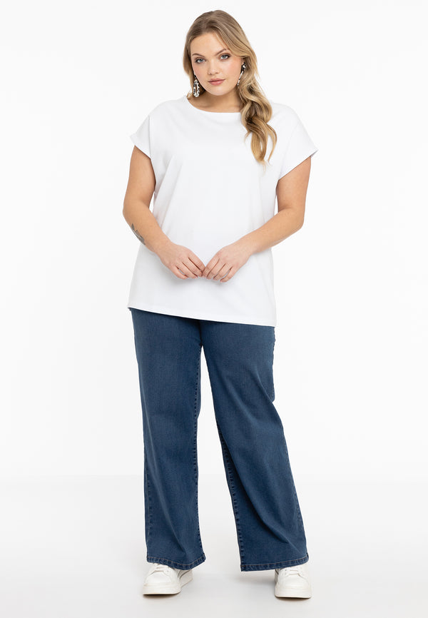 Yoek T-shirt Kapmouwen Wijd VISCOSE - Wit