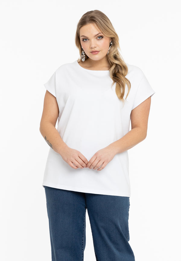 yoek T-shirt kapmouwen wijd VISCOSE - Wit