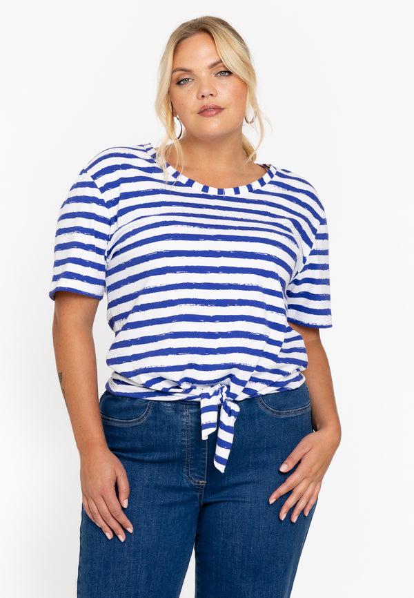 yoek T-shirt met knoop RIVIERA - Indigo