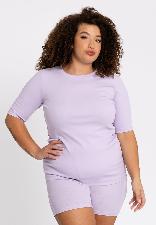 yoek T-shirt rib LOUNGE - light purple
