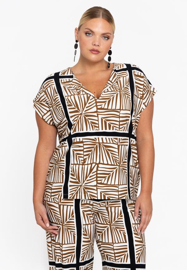 yoek T-Shirt straight TILES - ecru