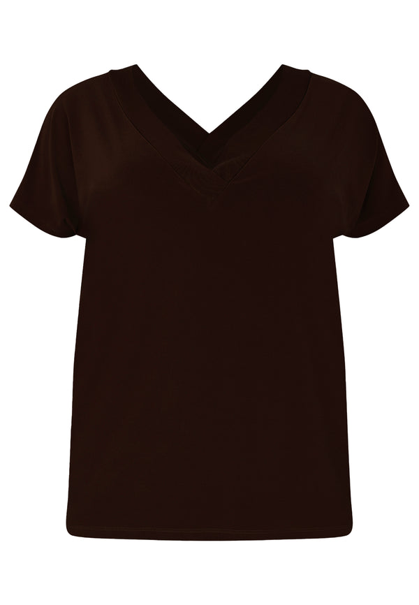 Yoek T-shirt V-hals DOLCE - Bruin