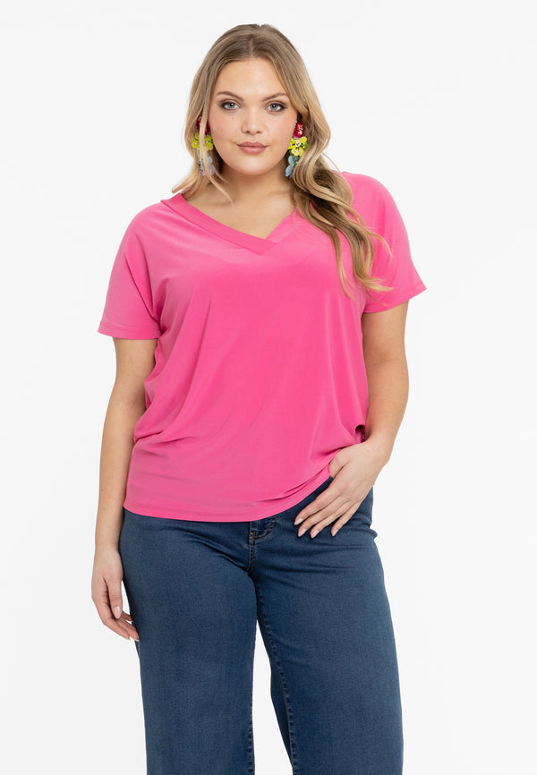yoek T-shirt v-hals DOLCE - Roze