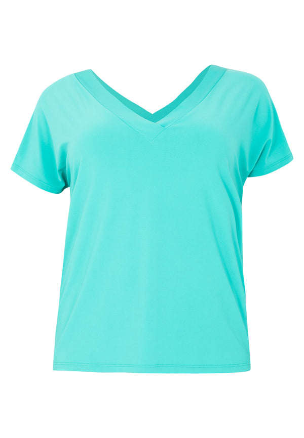 Yoek T-shirt V-hals DOLCE - Turquoise