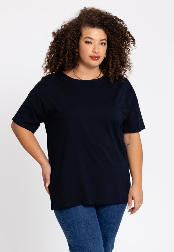 yoek T-shirt wijd COTTON - Blauw