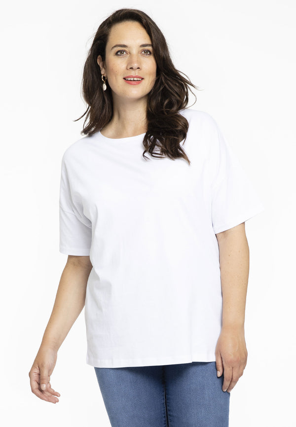 yoek T-shirt wijd COTTON - Wit