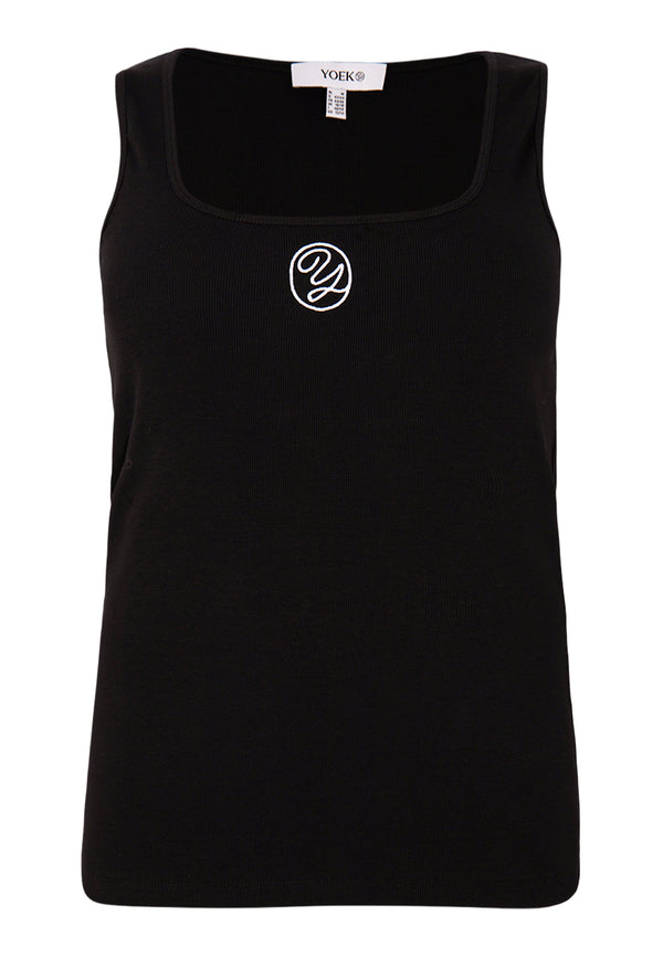 Yoek Tanktop Met Logo LOUNGE - Zwart