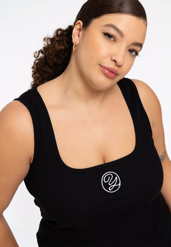 yoek Tanktop met logo LOUNGE - Zwart