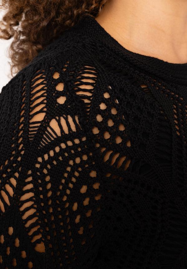 Yoek Top Crochet LOUNGE - Zwart