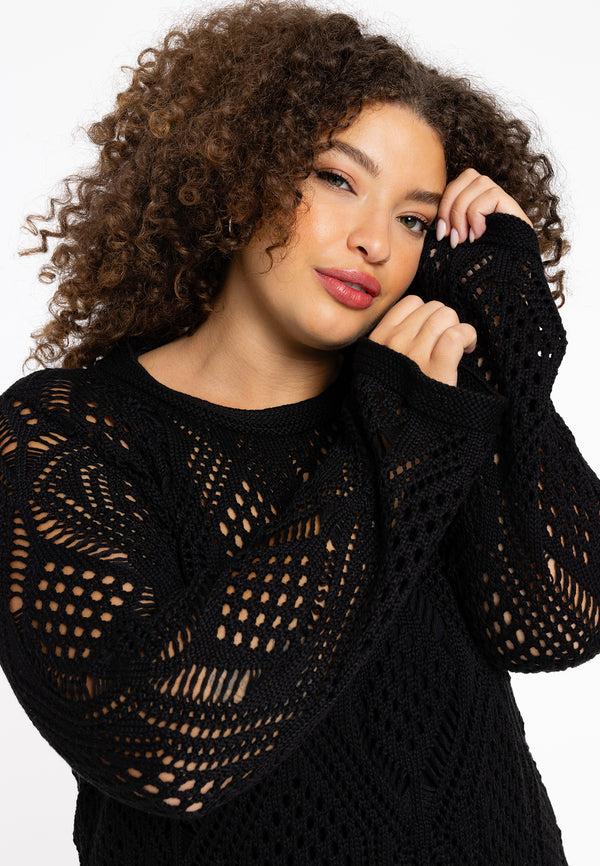 yoek Top crochet LOUNGE - Zwart