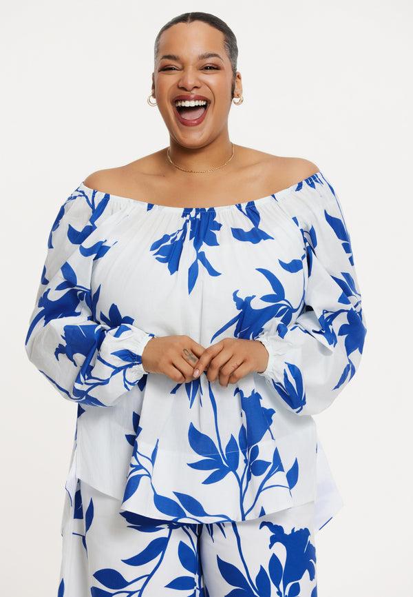 yoek Top FIORELLINA - Indigo