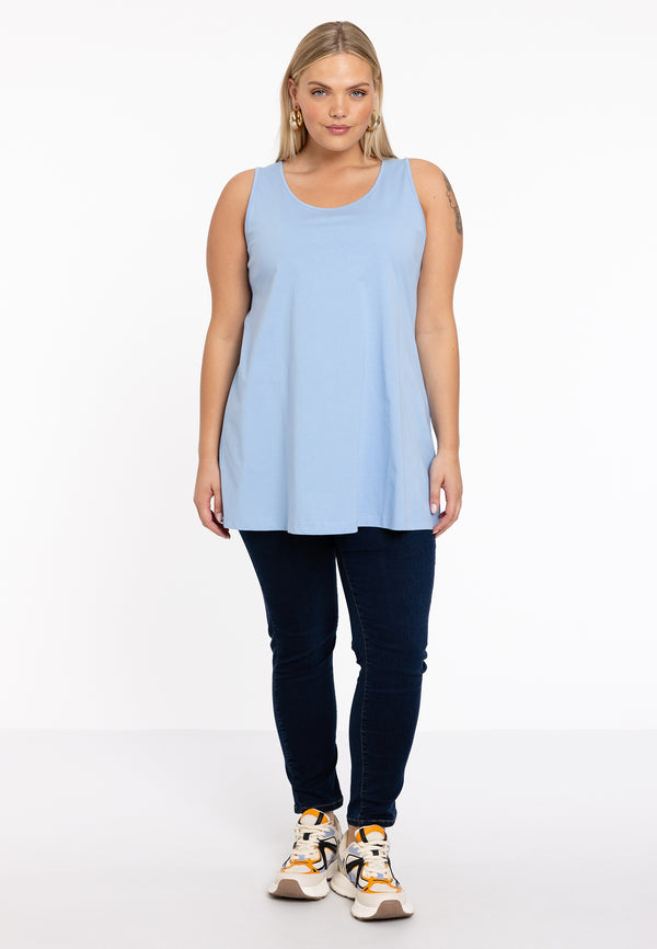 Yoek Top Flare COTTON - Light Blue