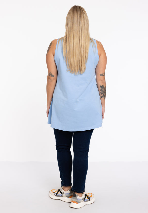 Yoek Top Flare COTTON - Light Blue