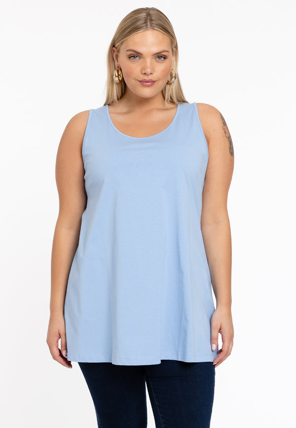 yoek Top flare COTTON - light blue