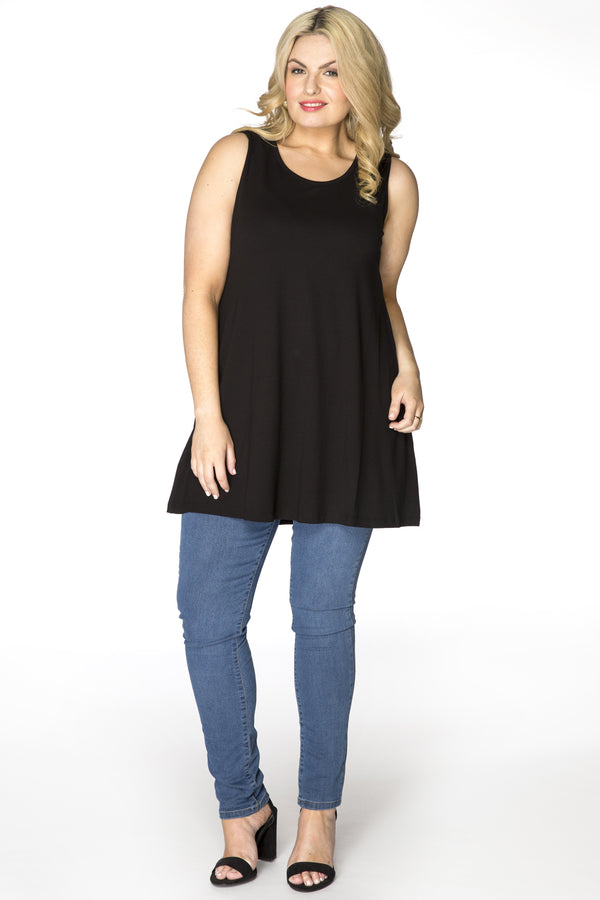 Yoek Top Flare COTTON - Zwart