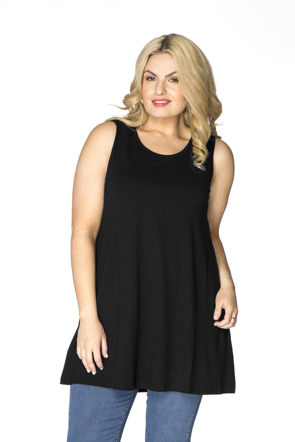 yoek Top flare COTTON - Zwart