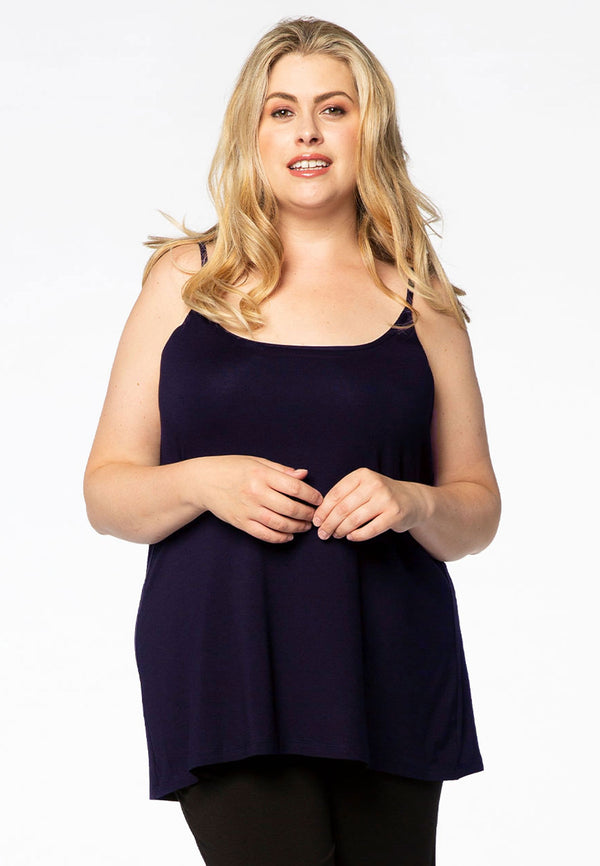 yoek Top spaghetti bandjes A-lijn VISCOSE - Blauw