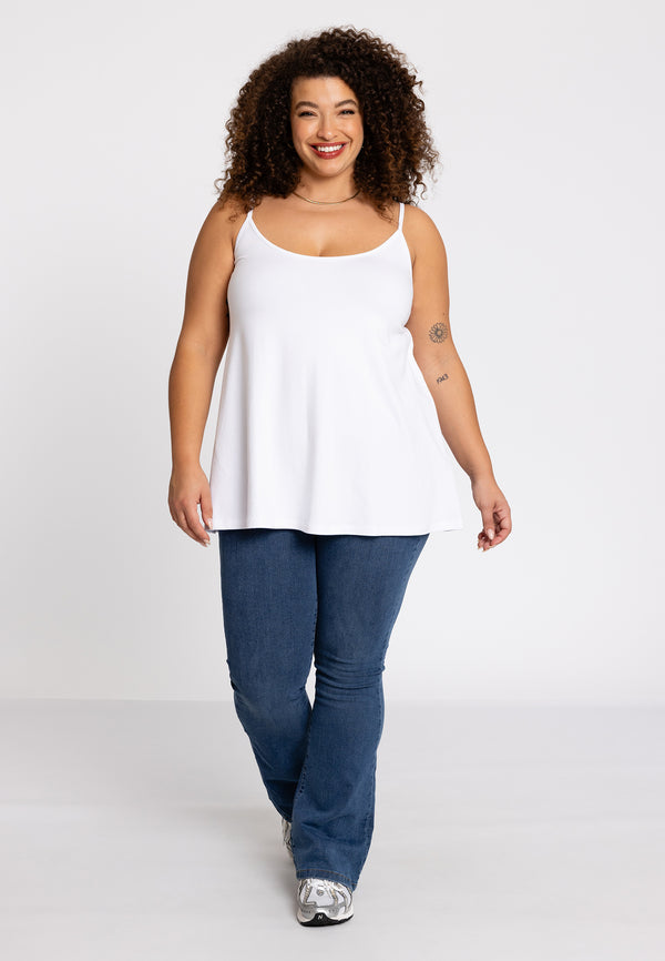 Yoek Top Spaghetti Bandjes A-lijn VISCOSE - Wit