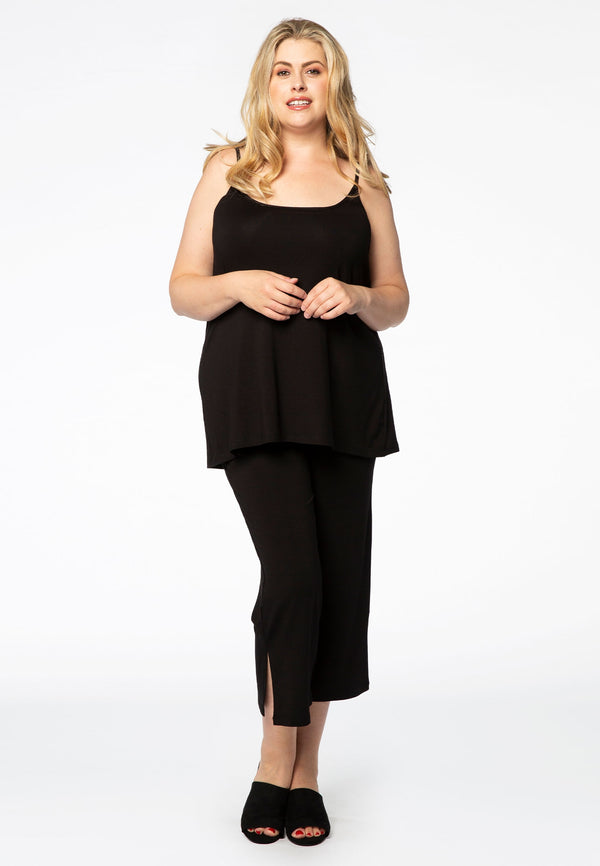 Yoek Top Spaghetti Bandjes A-lijn VISCOSE - Zwart