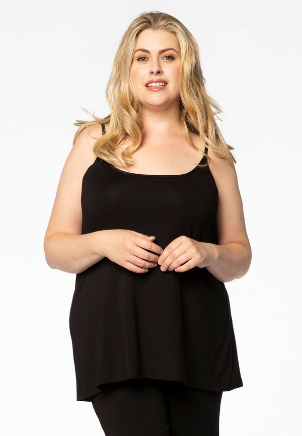 yoek Top spaghetti bandjes A-lijn VISCOSE - Zwart