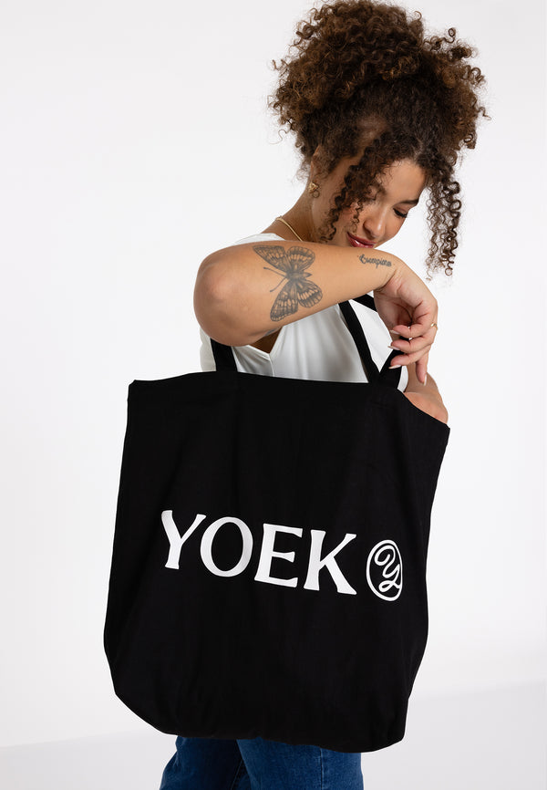 yoek Tote bag COTTON - Zwart