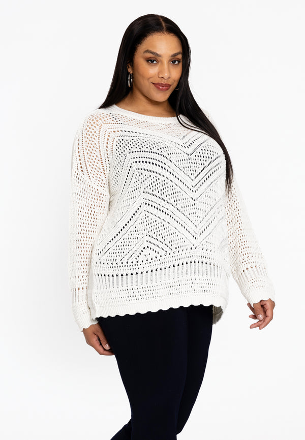 yoek Trui ajour KNIT - ecru