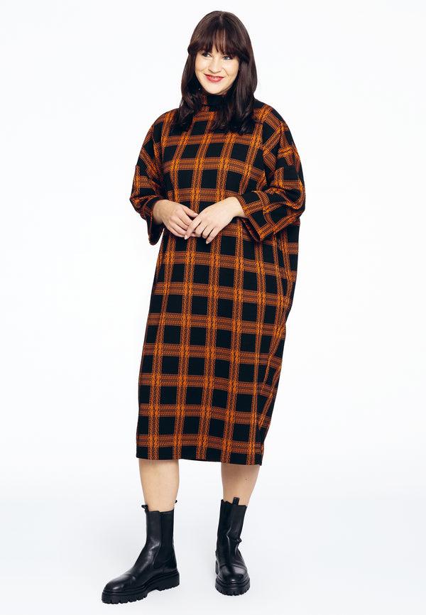 Yoek Trui-jurk CHECK - Zwart