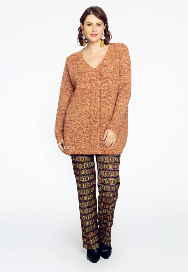 Yoek Trui Met Kabeldetail Lurex - Roze