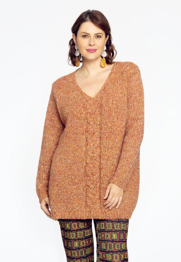 Yoek Trui Met Kabeldetail Lurex - Roze