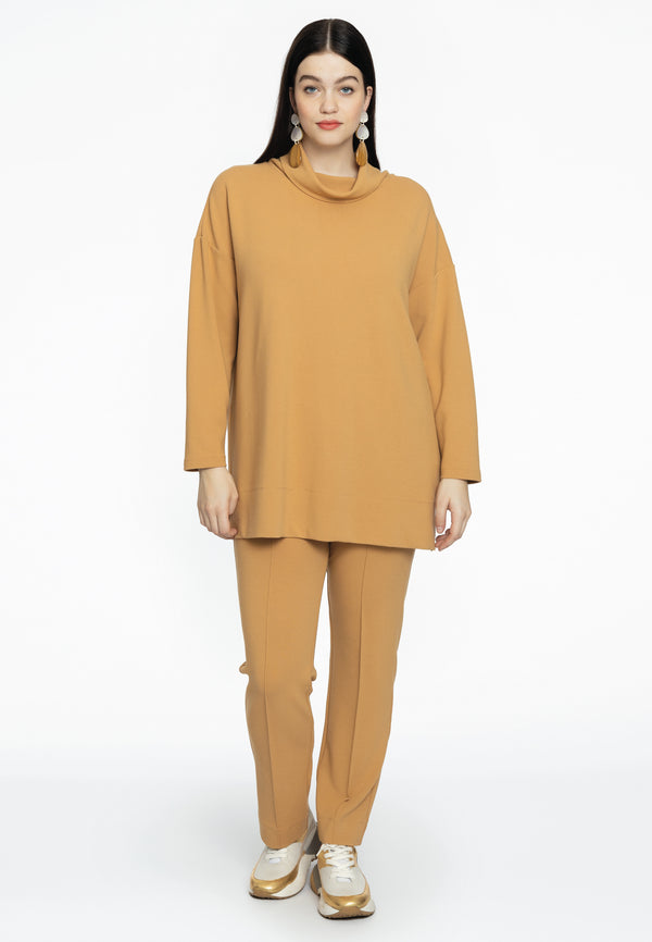 Yoek Trui Met Turtle Neck DIAGONAL - Light Brown