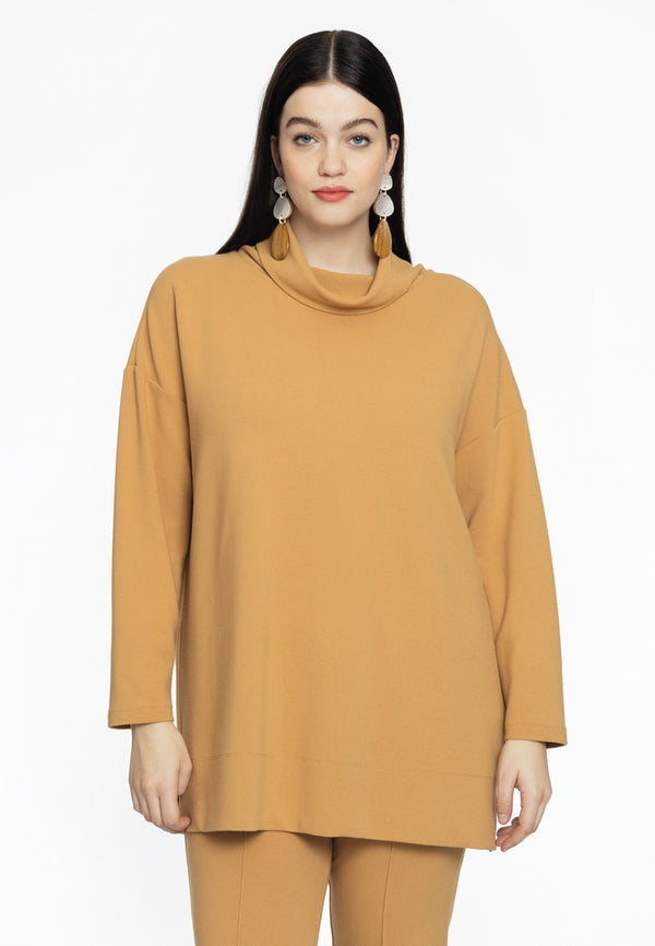 Yoek Trui Met Turtle Neck DIAGONAL - Light Brown