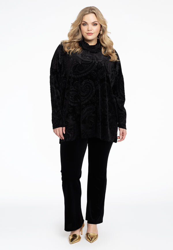 Yoek Trui Met Turtle Neck PLUSH - Zwart