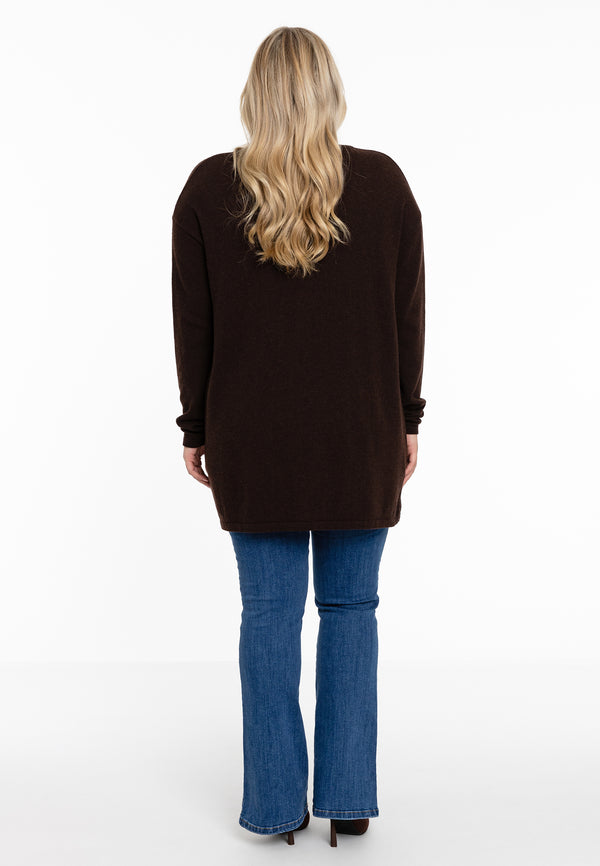 Yoek Trui Met V-hals Cashmere - Bruin