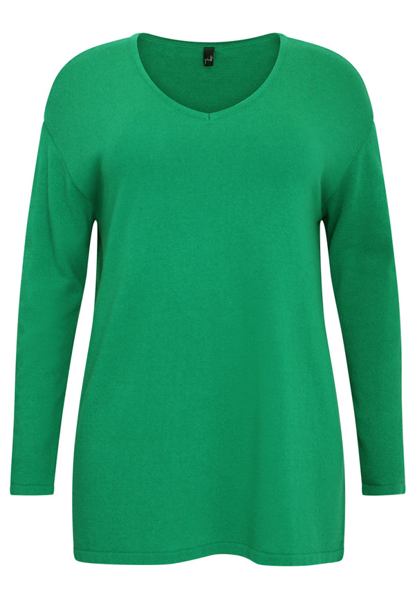 Yoek Trui Met V-hals Cashmere - Groen