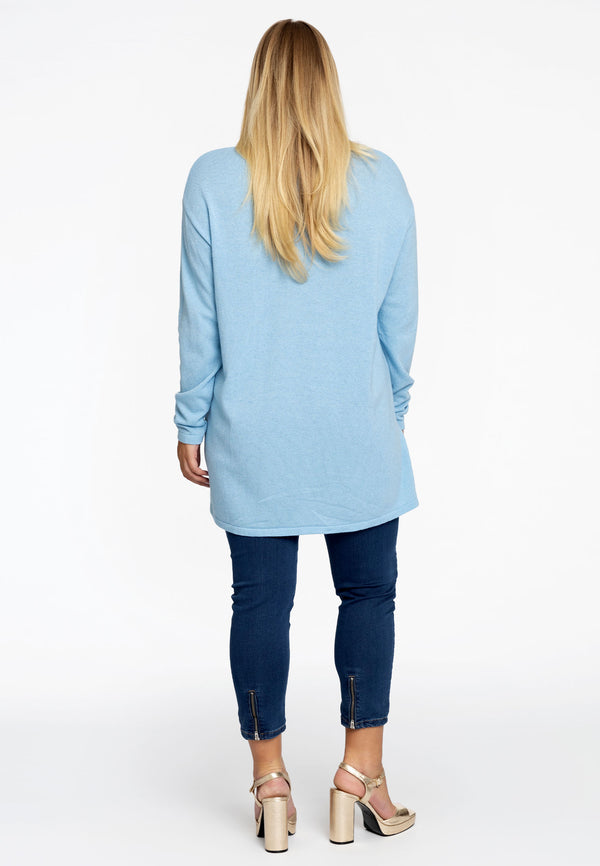 Yoek Trui Met V-hals Cashmere - Light Blue