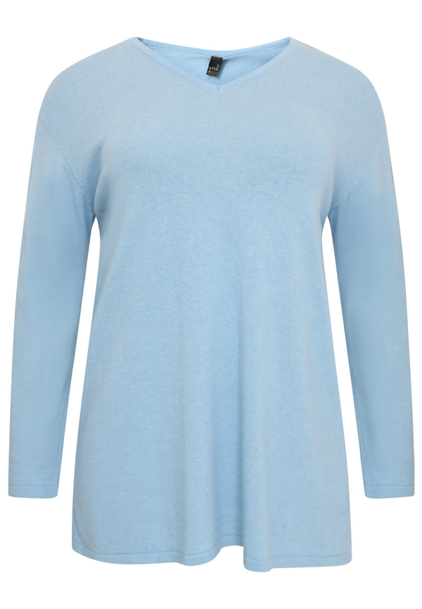 Yoek Trui Met V-hals Cashmere - Light Blue