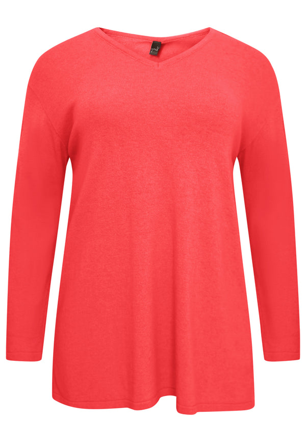 Yoek Trui Met V-hals Cashmere - Light Red