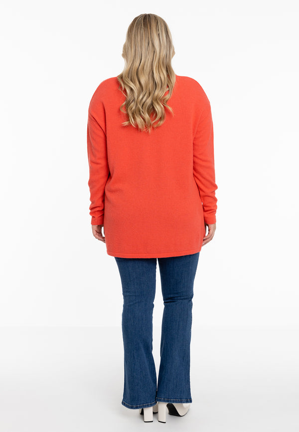 Yoek Trui Met V-hals Cashmere - Oranje