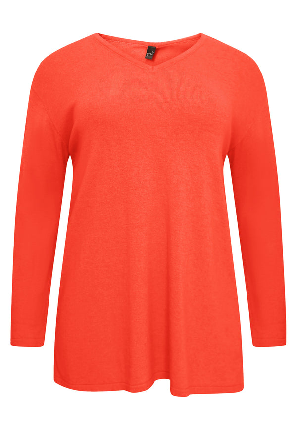Yoek Trui Met V-hals Cashmere - Oranje