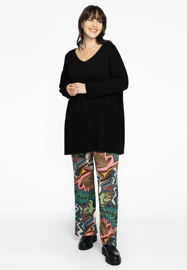 Yoek Trui Met V-hals Cashmere - Zwart