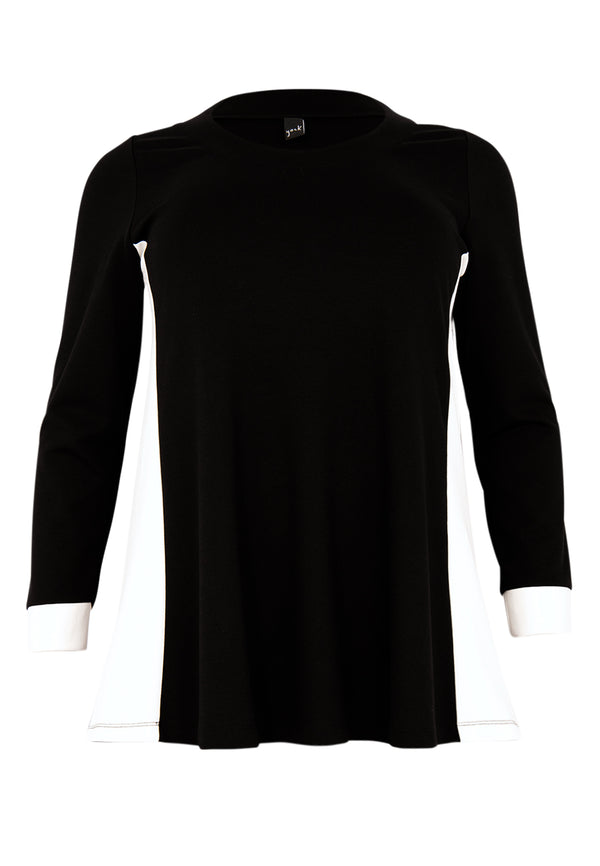 Yoek Tunic Flare Contrast VERO - Zwart
