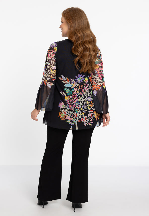 Yoek Tunic Flare LINDA - Zwart