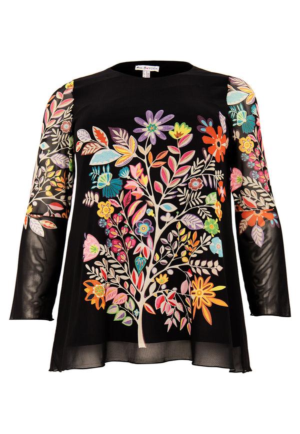 Yoek Tunic Flare LINDA - Zwart