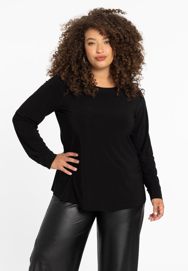 yoek Tunic flare short DOLCE - Zwart