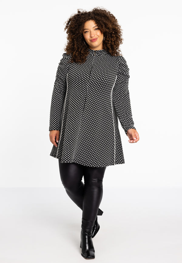 Yoek Tunic JAQUARD KNIT - Zwart