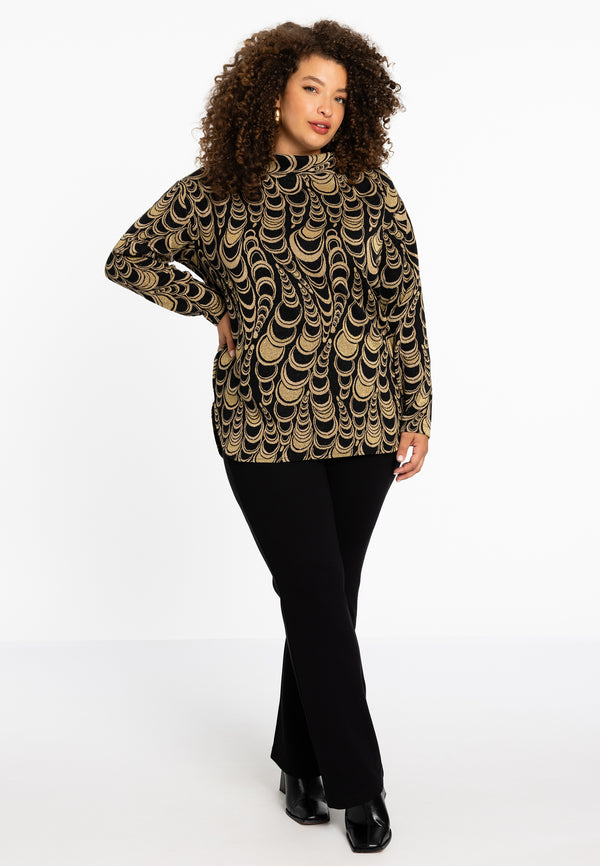 Yoek Tunic Wide Collar CIRCLE - Zwart